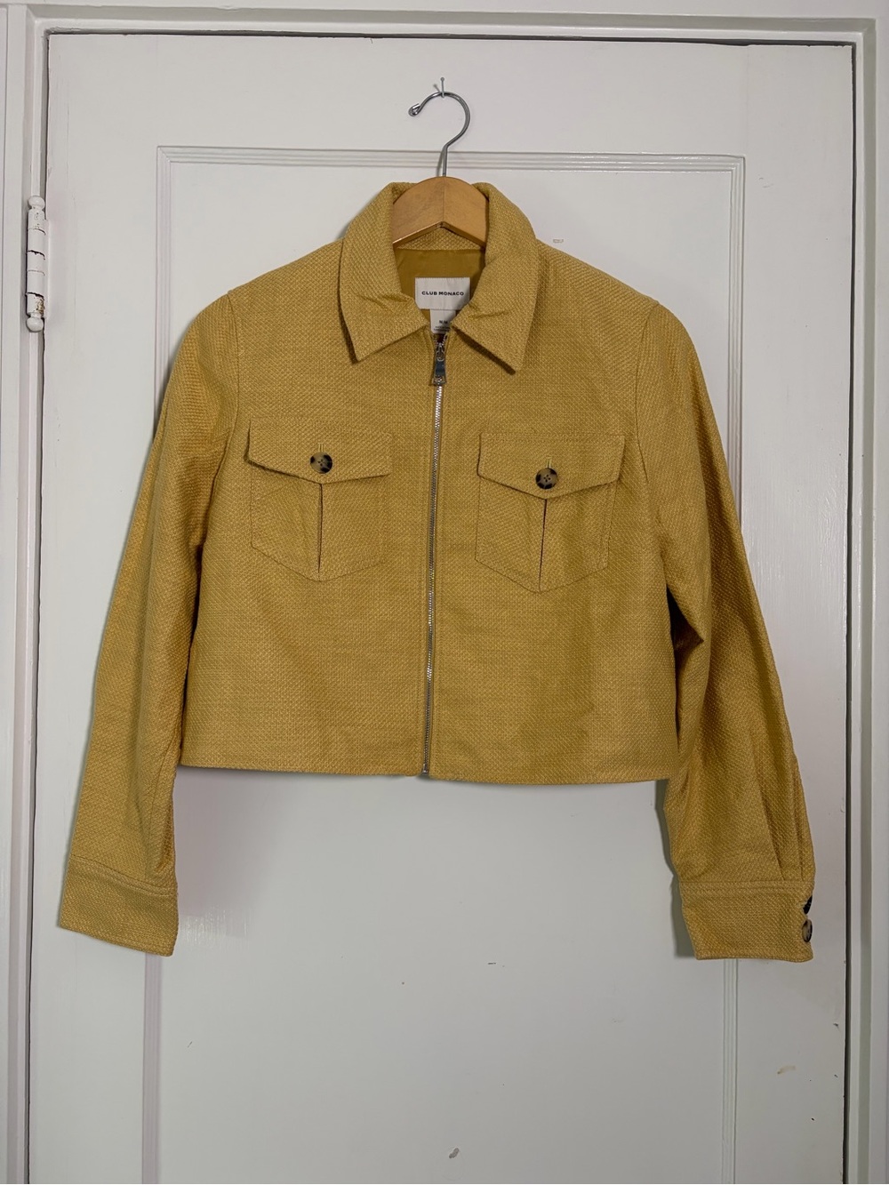 NWT Club Monaco Textured Crop Jacket Mustard Gold Size M